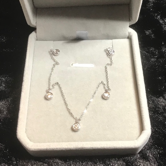 14K White Gold & Genuine Diamond Charm Necklace - Picture 9 of 10